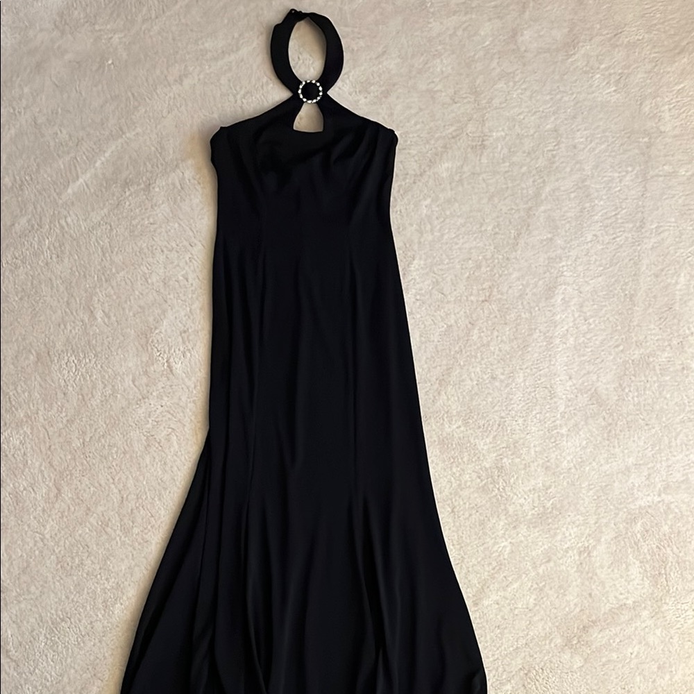 Black Halter Sleeveless Cocktail Gown